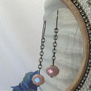 PINK Dangle Stainless Steel Chain Earrings